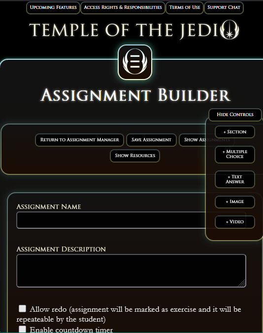 Temple of the Jedi Assignment Builder