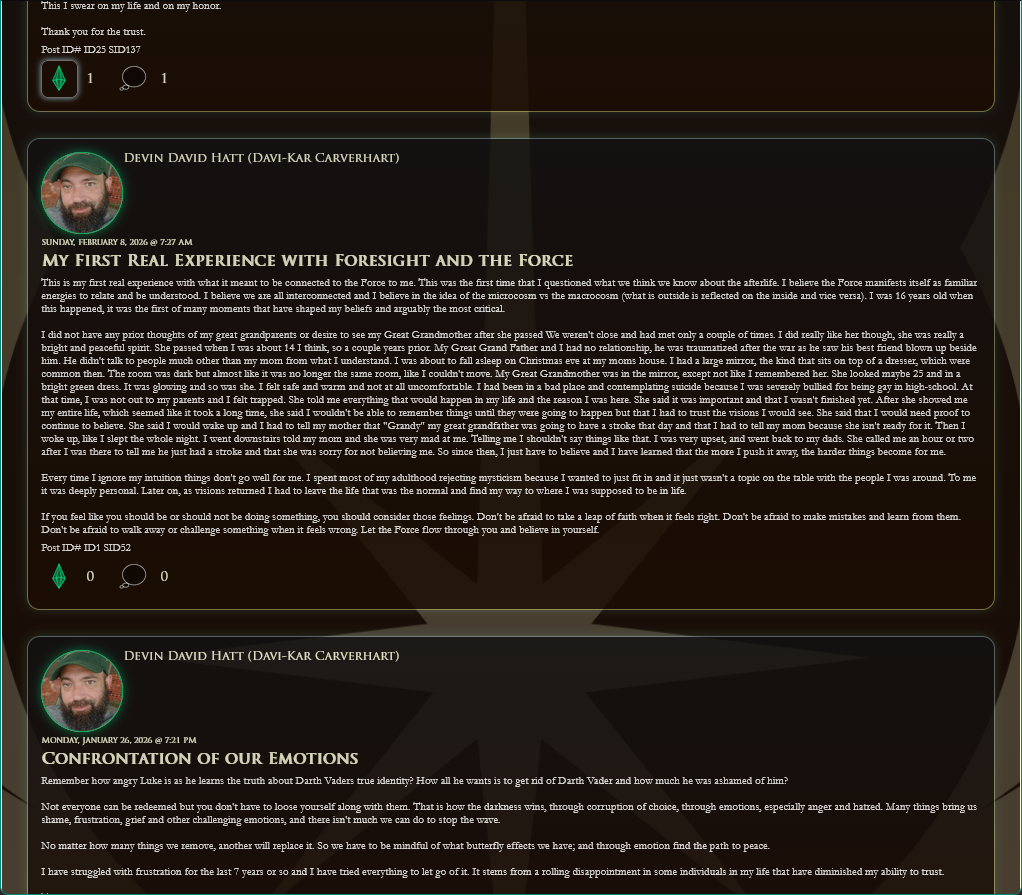 Temple of the Jedi community journal