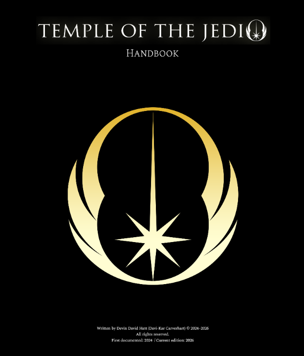 Front cover of the Temple of the Jedi Handbook